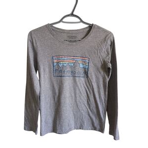 Patagonia Kid's Grey Long Sleeve Graphic T-Shirt Size XL (14)